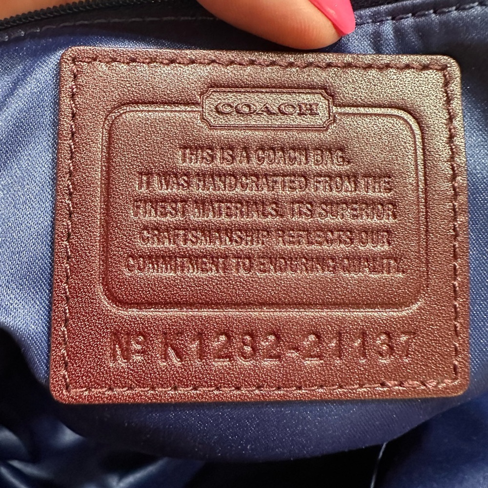 Coach Poppy Plaid Signature Glam Tote Satchel Pink Red Patent Trim EUC - Picture 8 of 11